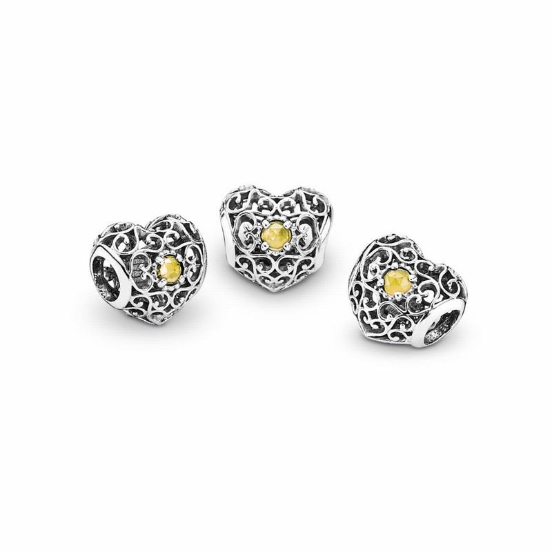 Pandora Australia November Signature Heart Charm - Sterling Silver | XTMCDO574